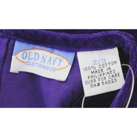 NWT VTG Old Navy Toddler Girl Sz 2 3 Plum Purple Velvet Shift Dress 100% Cotton - Picture 4 of 6